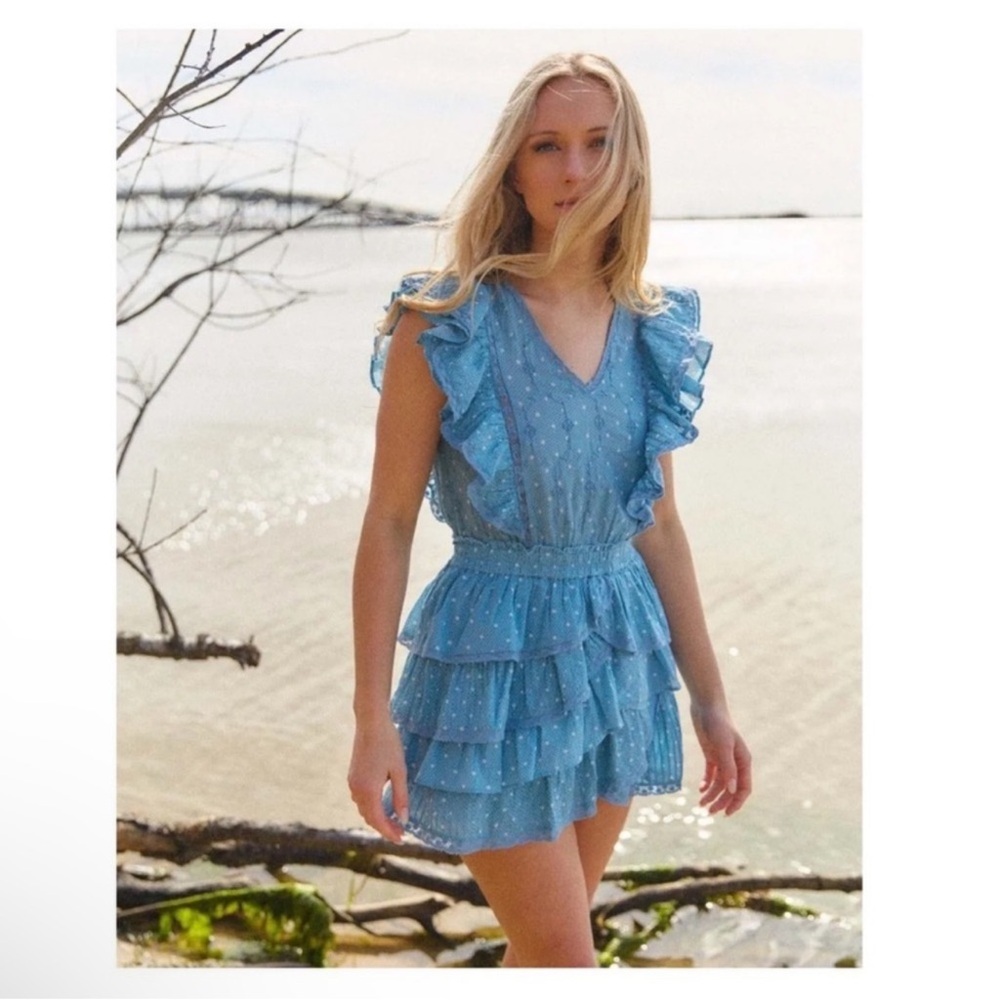 New! LoveShackFancy Corelli Polka Dot Lace Ruffle Cotton Mini Dress - Picture 5 of 12